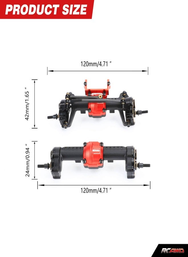RCAWD Diff Portal Axle Set with Axle Shaft Disconnect Conversion for FCX24 Upgrades, Alum Housing Brass Portal Cover Steering Block Steel Gear for FMS FCX24 K5 Blazer Smasher Lemur FCX18 LC80 Upgrade Parts - Image 2